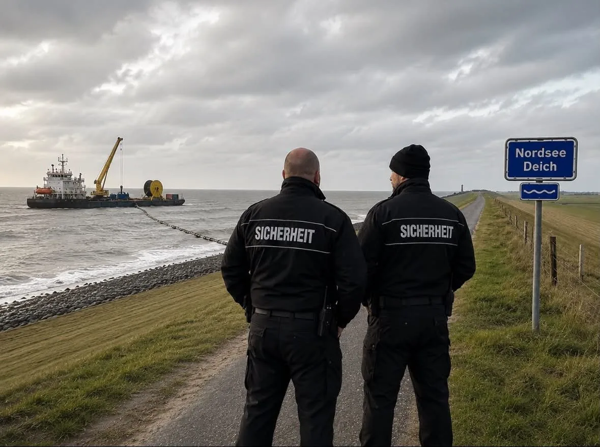 Kompass Security officers on patrol at the North Sea dike